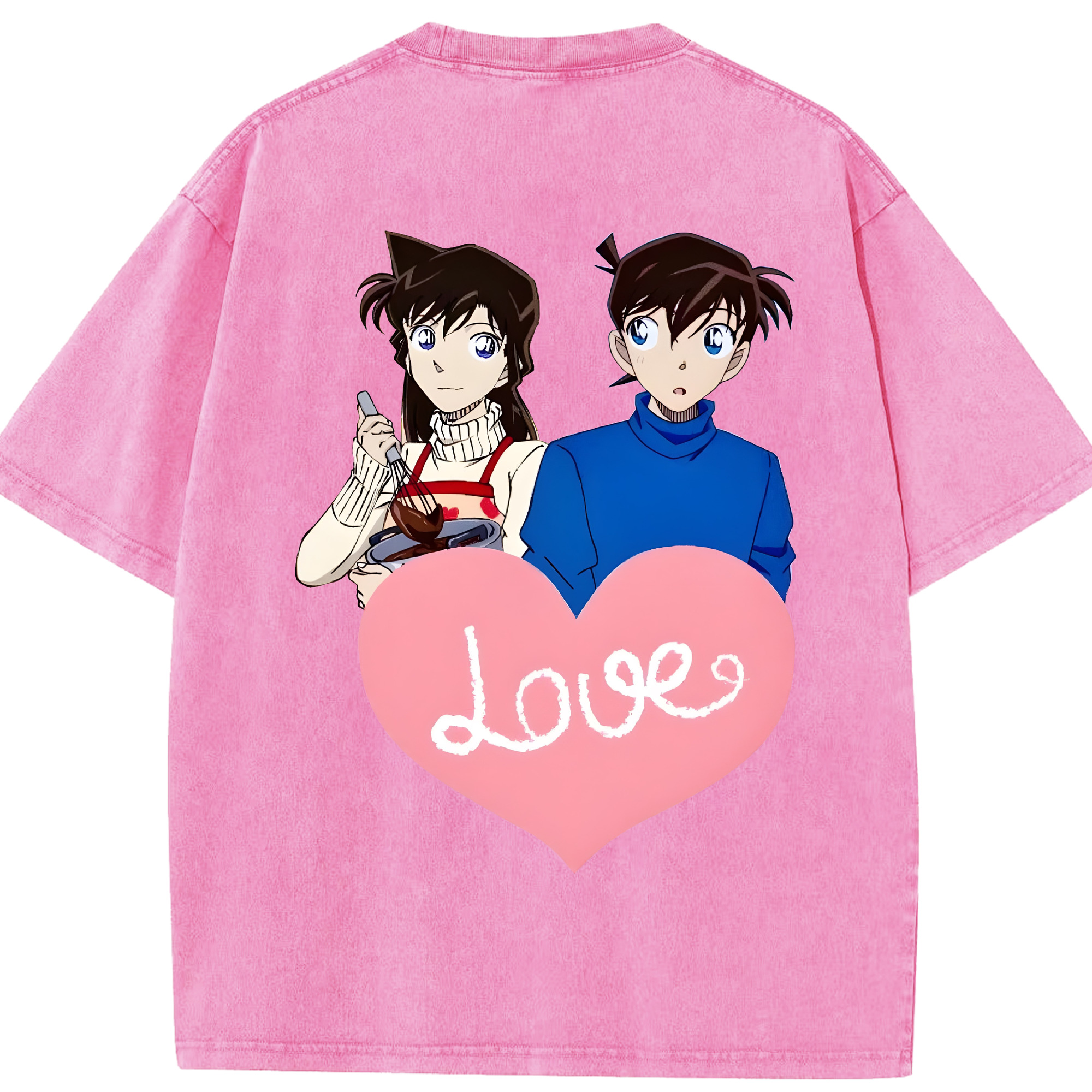 （画像用） 名探偵コナン 毛利 蘭 もうり らん、モーリ ラン Detective Conan Rachel Moore 綿100% ヴィンテージ風 半袖Tシャツ（背面プリント）